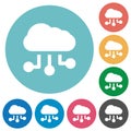 Cloud connections solid flat round icons Royalty Free Stock Photo