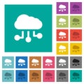 Cloud connections solid square flat multi colored icons Royalty Free Stock Photo