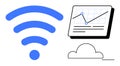 Cloud Connectivity and Data Analytics Represented by wireless, Graph Chart, and Cloud Outline Royalty Free Stock Photo