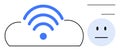 Cloud Connectivity with wireless Signal Icon and Minimal Face Symbol Concept Royalty Free Stock Photo