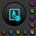 Cloud contact dark push buttons with color icons