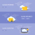 Cloud coputing storage service and security banner concept. Vector illustration Royalty Free Stock Photo