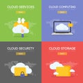Cloud coputing storage service and security banner concept. Vector illustration Royalty Free Stock Photo