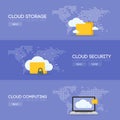 Cloud coputing storage service and security banner concept. Vector illustration Royalty Free Stock Photo