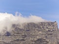 Cloud cover and cable car station on Table Mountain in Capetown Royalty Free Stock Photo