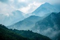 Cloud-Covered Mountain Range View Royalty Free Stock Photo