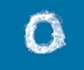 Letter O made of light white cloud on blue sky background, cloudy alphabet - 3D illustration of symbols