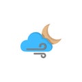 Cloud crescent wind icon. Simple line, outline vector of two color weather icons for ui and ux, website or mobile application Royalty Free Stock Photo