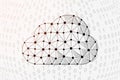 Cloud 3d low poly symbol with binary code background. Download design vector illustration. Big data polygonal symbol