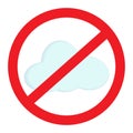 Cloud in 3d style under the prohibition sign. Sticker. Icon. Isolate. Seasons change. Springtime