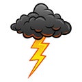 Cloud Dark Grey Thunder Storm Thunderbolt Cartoon Drawing Illustration Vector