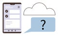 Cloud Data Access and Mobile Communication Concept with Checklist and Speech Bubble Royalty Free Stock Photo