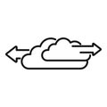 Cloud data ambiguity icon outline vector. Thinking choice