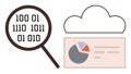 Cloud Data Analysis Concept with Binary Code and Analytics Dashboard Royalty Free Stock Photo