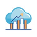 Cloud Data Analytics Illustration: Upward Trend and Business Growth Visualization, Data Storage Royalty Free Stock Photo