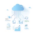 Cloud Data Analytics and SEO Optimization Infographic Digital Marketing Growth Visualization Royalty Free Stock Photo