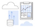 Cloud Data Analytics Workflow with Growth Chart and Database Icons Royalty Free Stock Photo