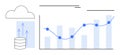 Cloud Data Backup and Growth Analytics with Bar and Line Chart Visualization Royalty Free Stock Photo