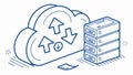 Cloud Data Backup and Server Storage Hand-Drawn Icon, vector design Generative AI Royalty Free Stock Photo