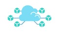 Cloud with Data Cubes: Cloud Computing, Blockchain Digital Assets, vector design Generative AI Royalty Free Stock Photo