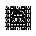 Cloud data encryption icon with binary code background, cybersecurity concept symbol for Royalty Free Stock Photo