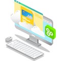 Cloud data file folder 3d icon vector Royalty Free Stock Photo