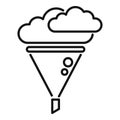 Cloud data filter icon outline vector. Upload information