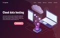 Cloud data hosting concept with laptop and phone