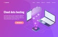 Cloud data hosting illustration with phone and laptop