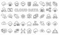 Cloud data icon set in line design. Data, Storage, Upload, Download, Server, Backup, Files vector illustrations