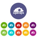 Cloud data icons set vector color Royalty Free Stock Photo