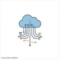 Cloud Data Logistics Illustration with Circuit Lines and Arrows in Blue Green Orange Royalty Free Stock Photo