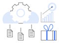 Cloud Data Management and Analytics with Gift and Target Metaphors Royalty Free Stock Photo
