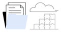 Cloud Data Management and Storage Concept with File Folder and Building Blocks Royalty Free Stock Photo