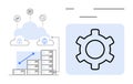 Cloud Data Management and System Optimization Concept with Server Racks and Gear Icon Royalty Free Stock Photo