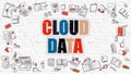 Cloud Data in Multicolor. Doodle Design. Royalty Free Stock Photo
