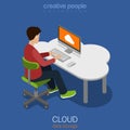 Cloud data personal storage computing flat 3d isometric