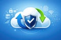 Cloud data protection with shield checkmark and digital icons Royalty Free Stock Photo