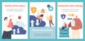 Cloud Data Safety Concept. Internet Security, Privacy, Computer Protection, Virtual Private Network, Tiny Characters