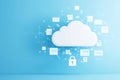 Cloud data security measures digital space infographic modern environment aerial view protecting information Royalty Free Stock Photo