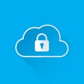 Cloud data security services concept. cloud icon with padlock. vector
