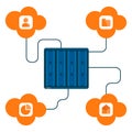 Cloud data server synchronize user protection, flat design icon drawing Royalty Free Stock Photo