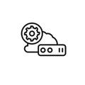 Cloud Data settings icon outline collection in black and on white background