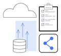 Cloud Data Sharing and Task Management with Checklist, Database, and Network Connectivity Royalty Free Stock Photo