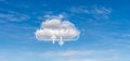 Cloud data storage concept - combination of photography of blue cloudy sky and digital graphics