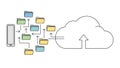 Cloud Data Storage Concept with Mobile Device Royalty Free Stock Photo