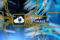 Cloud data storage concept on server room background Royalty Free Stock Photo