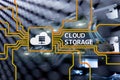 Cloud data storage concept on server room background Royalty Free Stock Photo