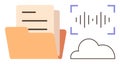 Cloud Data Storage with Document Management and Audio Wave Representation Royalty Free Stock Photo