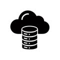 Cloud data storage icon illustrating digital database servers for backup or hosting services with black and white design Royalty Free Stock Photo